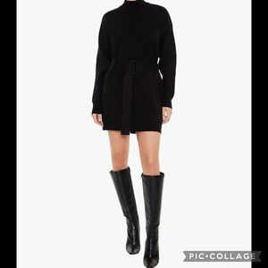 Black Sweater Dress with Belt